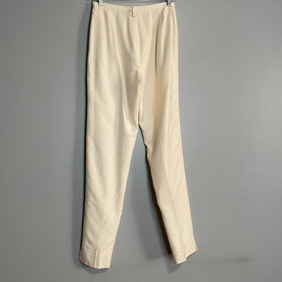 Worth Ivory Silk High Waisted Trouser Dress Pants 4 - Picture 4 of 5